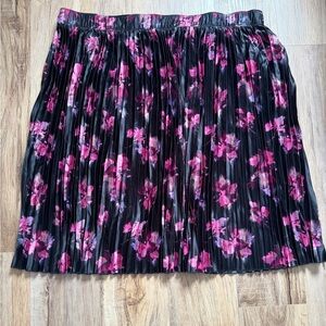 Terra & Sky Black and Pink Floral A-Line Skirt